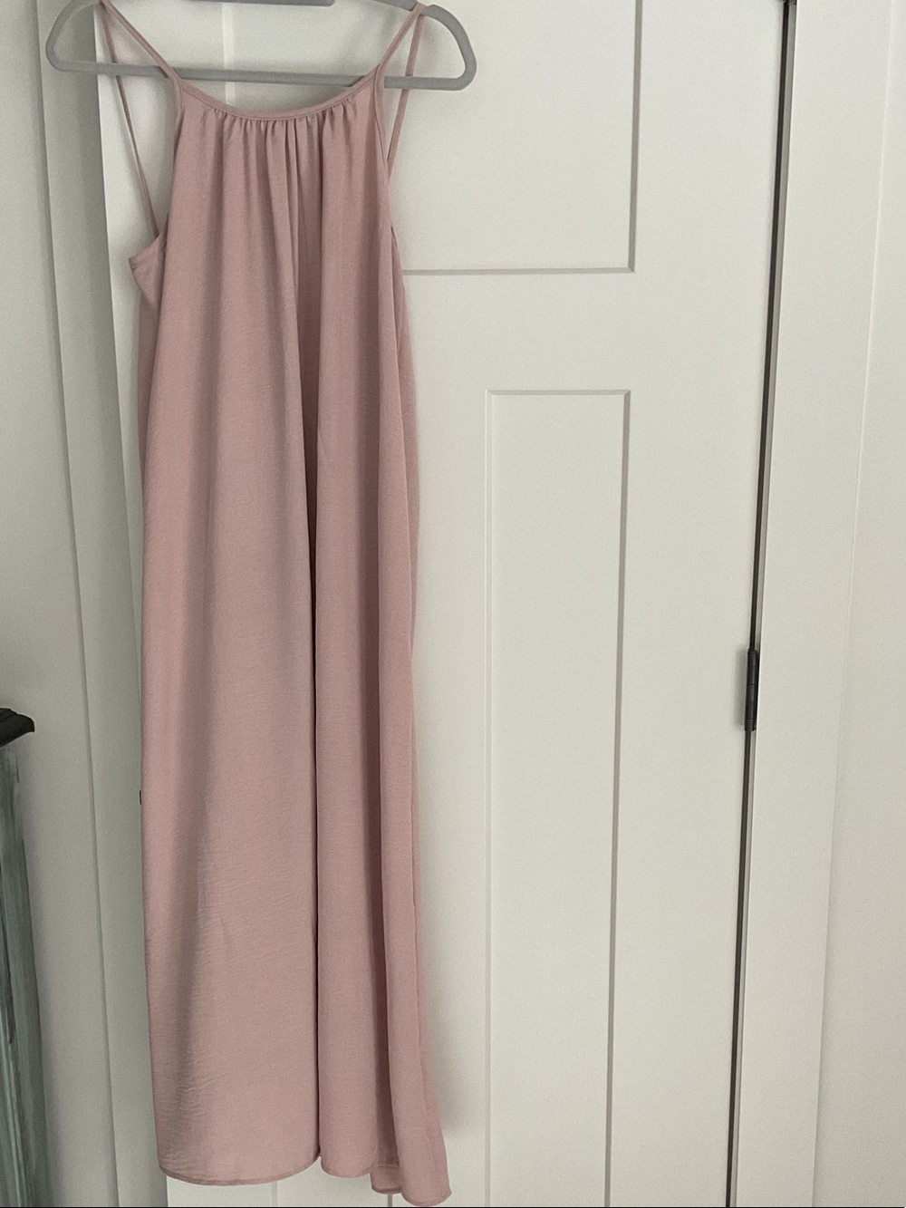 Flowy Blush Pink Halter Midi/Maxi Dress - Perfect Summer Vacation Sundress